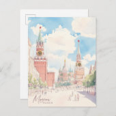 モスクワロシアゴーアシュ絵を描イラストレーション旅行 ポストカード (正面/裏面)