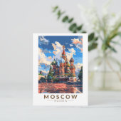 モスクワロシアレッドスクエアトラベルアートヴィンテージ ポストカード (スタンド正面)