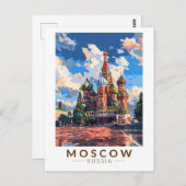 モスクワロシアレッドスクエアトラベルアートヴィンテージ ポストカード (正面/裏面)