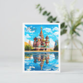 モスクワロシアヴィンテージ旅行イラストレーション ポストカード (スタンド正面)