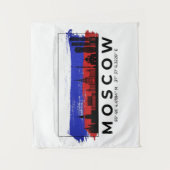 モスクワロシア市街並ブラシ国旗 タペストリー (正面)