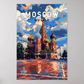 モスクワロシア旅行芸術ヴィンテージ ポスター (正面)