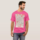 モスクワ市地図チョークレトロ市地図ポスター Tシャツ (正面フル)