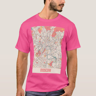 モスクワ市地図チョークレトロ市地図ポスター Tシャツ
