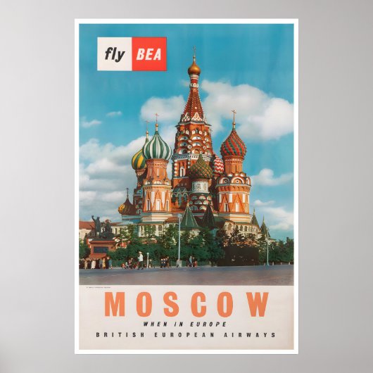 モスクワ旅行ポスター ロシアアート ビンテージ プリント (正面)