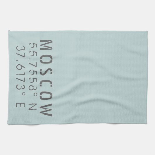 モスクワ経度の緯度の座標 キッチンタオル (横)