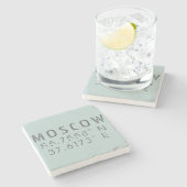 モスクワ緯度経度 ストーンコースター (横)