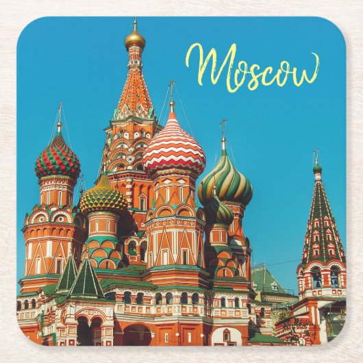 モスクワ赤方聖バジルのロシアコースター スクエアペーパーコースター (正面)