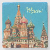 モスクワ赤方聖バジルのロシア建築 ストーンコースター (正面)