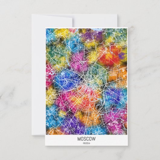 モスクワ・ロシアの地図 サンキューカード (正面)