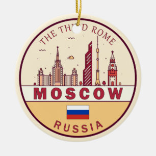 モスクワ・ロシア市スカイラインのエンブレム セラミックオーナメント