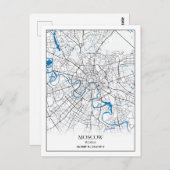 モスクワ・ロシア市地図と旅行のポスシンプルター ポストカード (正面/裏面)