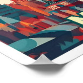 モスクワ・ロシア旅行芸術的カラフル ポスター (角)