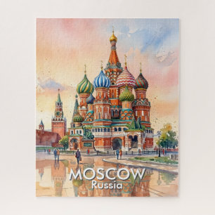モスクワ ロシア 大聖堂 水彩画 旅行 ジグソーパズル