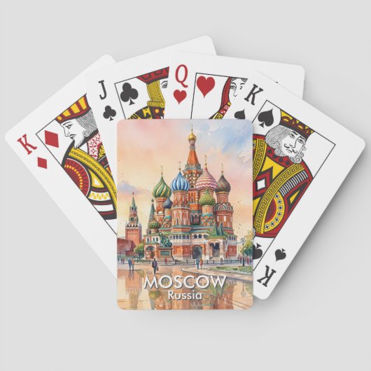 モスクワ ロシア 大聖堂 水彩画 旅行 トランプ (裏面)