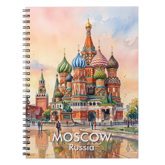 モスクワ ロシア 大聖堂 水彩画 旅行 ノートブック (正面)