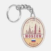 モスクワ ロシア 市街地 スカイライン エンブレム キーホルダー (正面左)