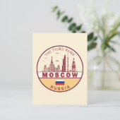 モスクワ ロシア 市街地 スカイライン エンブレム ポストカード (スタンド正面)