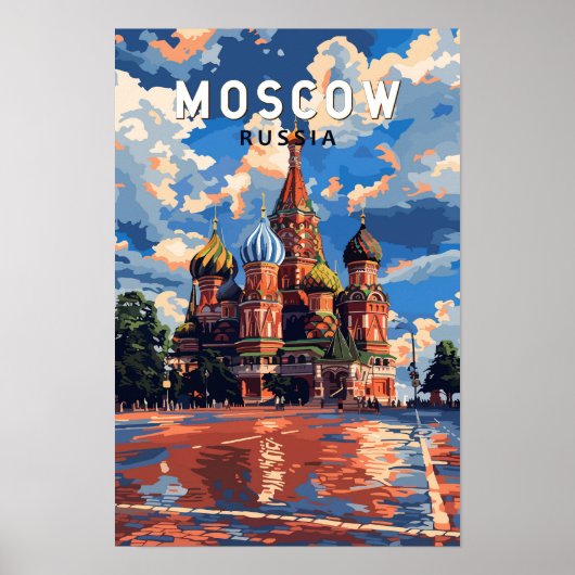 モスクワ ロシア 旅行 アート ヴィンテージ ポスター (正面)