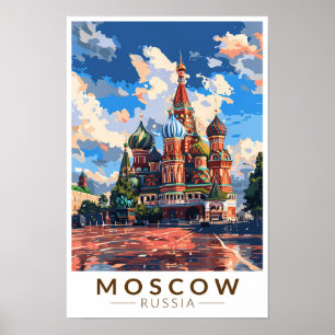 モスクワ ロシア 赤の広場 旅行 アート ヴィンテージ ポスター