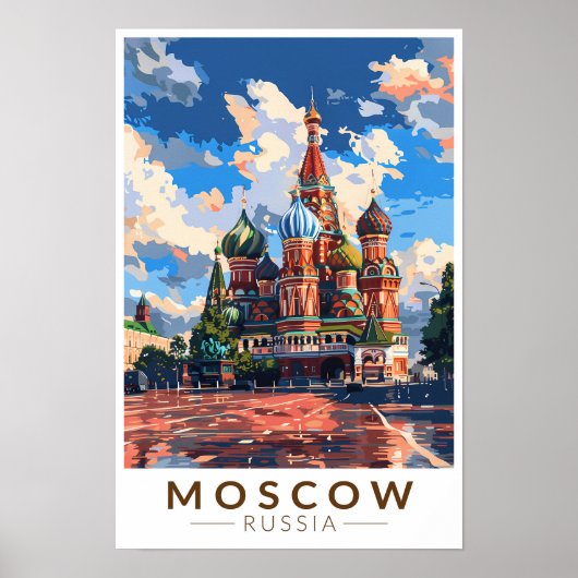 モスクワ ロシア 赤の広場 旅行 アート ヴィンテージ ポスター (正面)