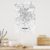 モスクワ、ロシア（黒と白） ポスター (キッチン)