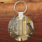 モスクワ。冬。ライオンの彫刻 キーホルダー (正面)