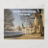 モスクワ。冬。ライオンの彫刻 ポストカード (正面)