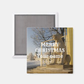 モスクワ。冬。ライオンの彫刻 マグネット (正面/裏面)