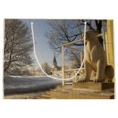 モスクワ。冬。ライオンの彫刻。 ラージペーパーバッグ (裏面)