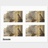 モスクワ。冬。ライオンの彫刻。 長方形シール (シート)