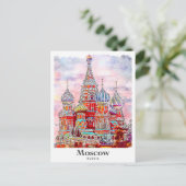 モスクワRussiaデンマーク水彩手描き ポストカード (スタンド正面)