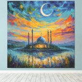 モスク三日月絵画星 キャンバスプリント (インサイチュ (ウッドフロア))