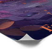 モスク満月の愛らしい想像上の夜景 ポスター (角)