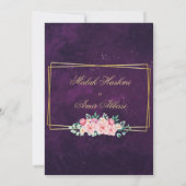 モスク金ゴールドフレームパープルイスラム結婚教徒 招待状 (裏面)