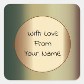 モスグリーンとレモン 個人メッセージ ギフトラベル スクエアシール (正面)