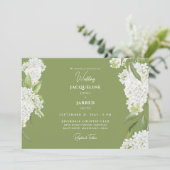 モスグリーンと白のアジサイの結婚式 招待状 (スタンド正面)