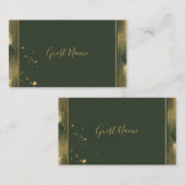 モスグリーンと金ゴールドゲストネーム座席表 プレイスカード (正面/裏面)