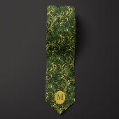 モスグリーンと金ゴールド植物学 ネクタイ