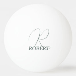 モスグリーンのイニシャル入り卓球ラケット 卓球ボール