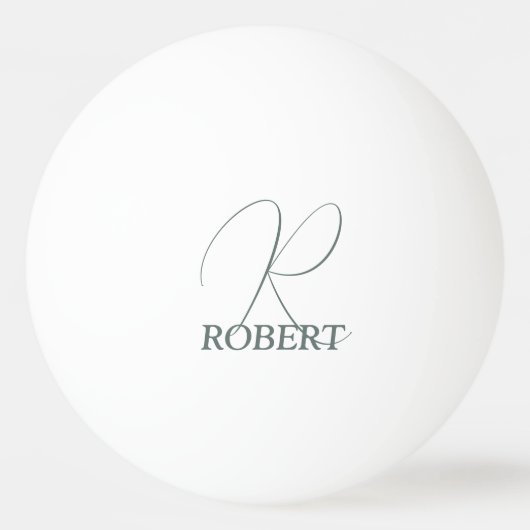 モスグリーンのイニシャル入り卓球ラケット 卓球ボール (正面)