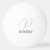 モスグリーンのイニシャル入り卓球ラケット 卓球ボール (裏面)