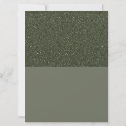 モスグリーンのテクスチャを分割したカスタム招待状 招待状 (正面)