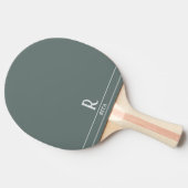 モスグリーンのモノグラム入りピンポンパドル 卓球ラケット (横)