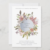 モスグリーンのラグジュアリーな花々 | エレガントな水彩画の結婚式 招待状 (正面)