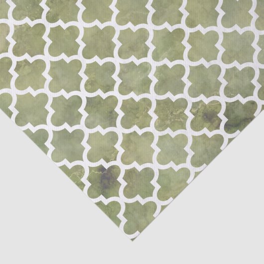 モスグリーンの大理石のモロッコのタイルの格子垣Patterm 薄葉紙 (詳細)