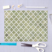 モスグリーンの大理石のモロッコのタイルの格子垣Patterm 薄葉紙 (クラフト)