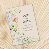 モスグリーンの水彩の野生の花の Save The Date カード