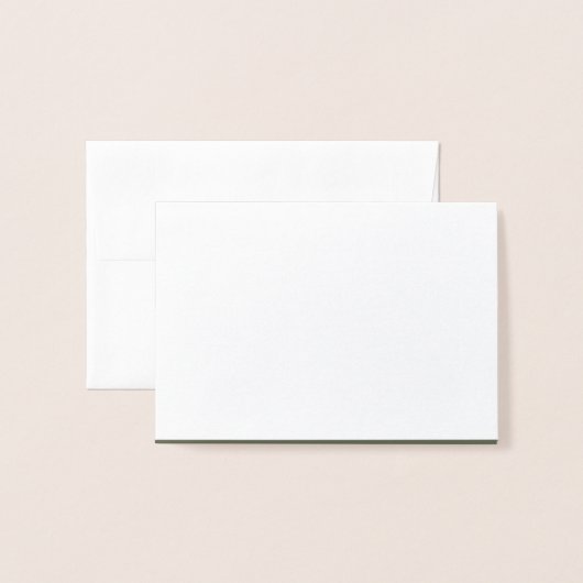 モスグリーンの箔押しカード - オーダーメイドの内側 箔カード (封筒付き正面)