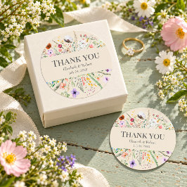 モスグリーンの野生の花の結婚式場感謝祭ステッカー ラウンドシール